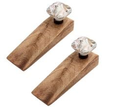 2 Pieces Golden Leaf Bird Square Ceramic Wooden Door Stopper